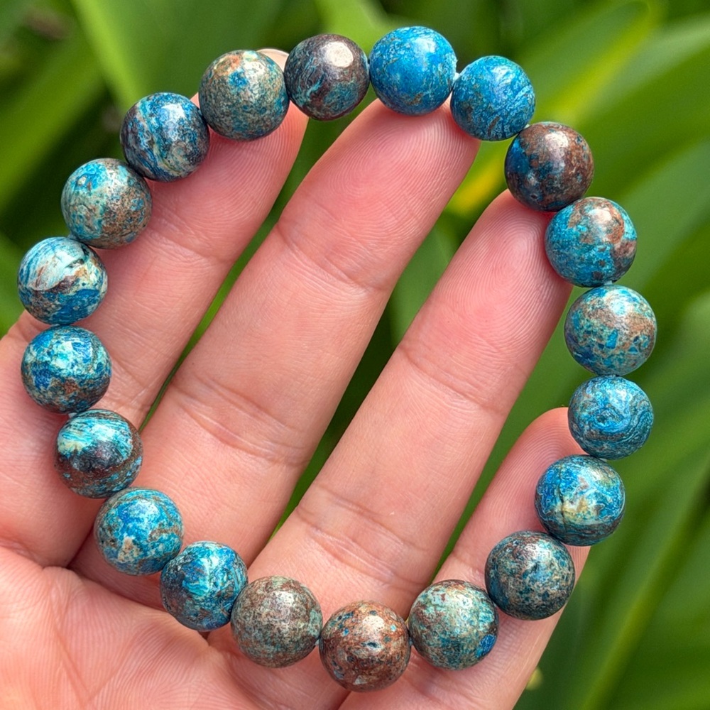 10mm stretchable‎ blue phenix stone bracelet 0423